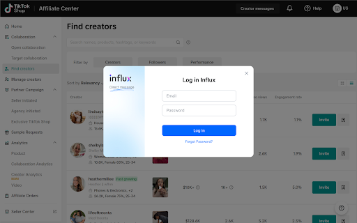 Influx Direct Message  from Chrome web store to be run with OffiDocs Chromium online