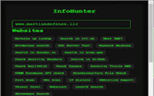 InfoHunter  from Chrome web store to be run with OffiDocs Chromium online