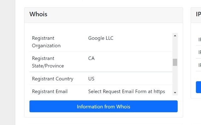 Info Web (IP, IPv6, Whois, SSL, DNS...)  from Chrome web store to be run with OffiDocs Chromium online
