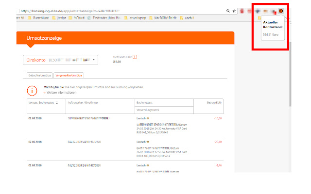 INGDiBa Kontostandsanzeiger  from Chrome web store to be run with OffiDocs Chromium online