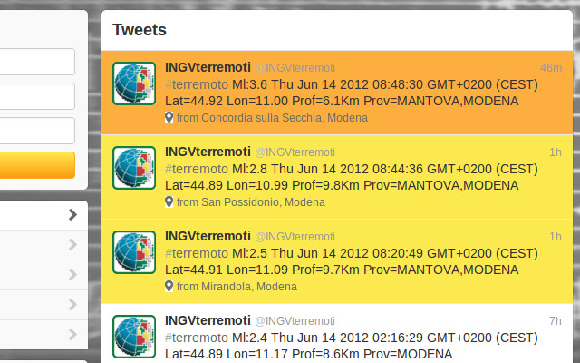 INGVterremoti enhancer  from Chrome web store to be run with OffiDocs Chromium online