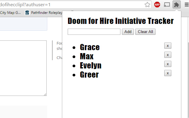 Initiative Tracker  from Chrome web store to be run with OffiDocs Chromium online