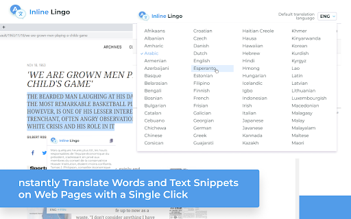 Inline Lingo Translator  from Chrome web store to be run with OffiDocs Chromium online