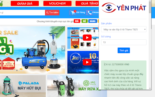 Điện Máy Yên Phát  from Chrome web store to be run with OffiDocs Chromium online
