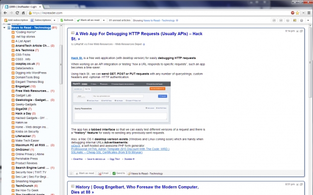 InoReader Enhancements  from Chrome web store to be run with OffiDocs Chromium online