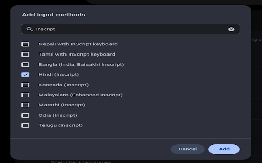 Inscript keyboards  from Chrome web store to be run with OffiDocs Chromium online