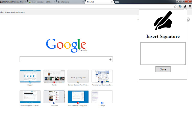 Insert Signature  from Chrome web store to be run with OffiDocs Chromium online