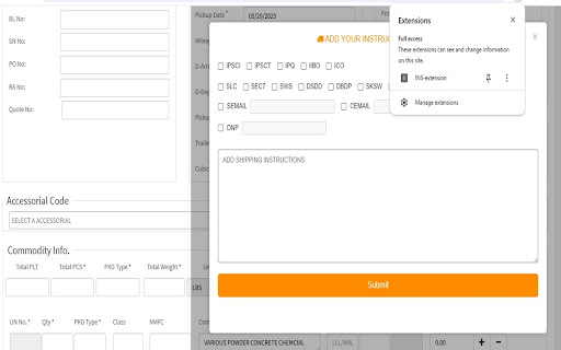 INS extension  from Chrome web store to be run with OffiDocs Chromium online