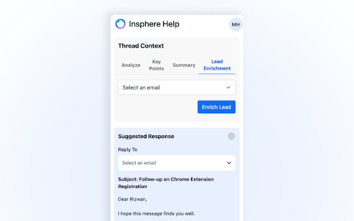 Insphere Email Assistant  from Chrome web store to be run with OffiDocs Chromium online