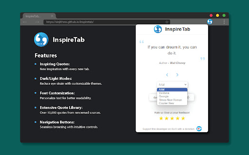 Inspire Tab  from Chrome web store to be run with OffiDocs Chromium online