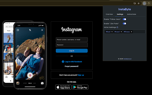 InstaByte  from Chrome web store to be run with OffiDocs Chromium online