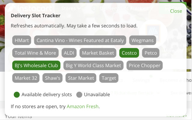 Instacart Delivery Slot Tracker  from Chrome web store to be run with OffiDocs Chromium online