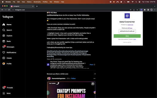 Insta Commenter  from Chrome web store to be run with OffiDocs Chromium online