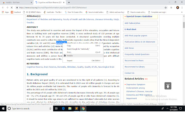 InstaDic  from Chrome web store to be run with OffiDocs Chromium online