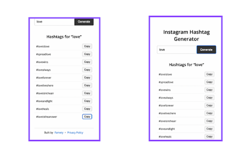 Instagram Hashtag Generator  from Chrome web store to be run with OffiDocs Chromium online