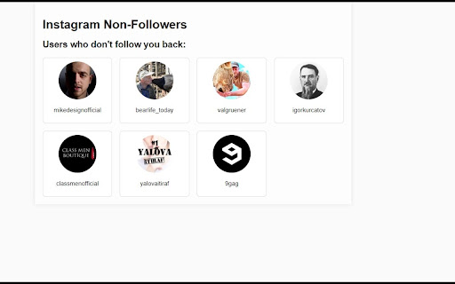 Instagram Non Followers  from Chrome web store to be run with OffiDocs Chromium online