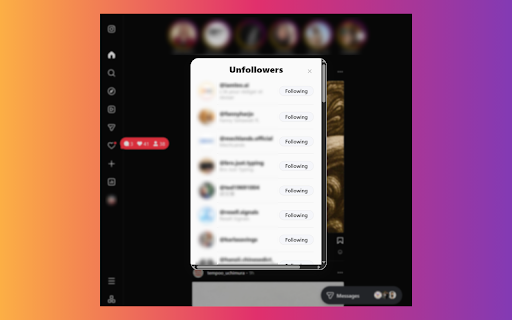 Instagram Unfollower Checker  from Chrome web store to be run with OffiDocs Chromium online