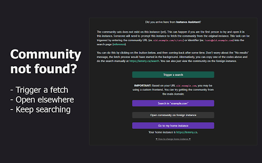 Instance Assistant for Lemmy  Kbin  from Chrome web store to be run with OffiDocs Chromium online