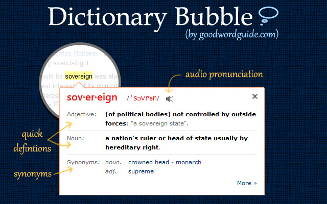 Instant Dictionary by GoodWordGuide.com  from Chrome web store to be run with OffiDocs Chromium online