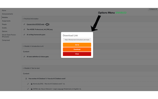 InstantDownload for Canvas  from Chrome web store to be run with OffiDocs Chromium online