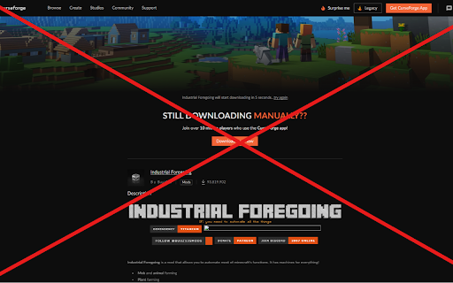 Instant Download for CurseForge  from Chrome web store to be run with OffiDocs Chromium online