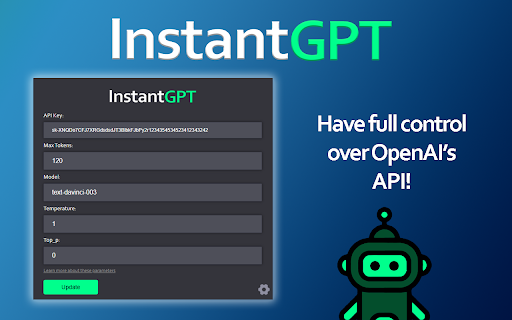 InstantGPT ChatGPT Powered Assistant  from Chrome web store to be run with OffiDocs Chromium online