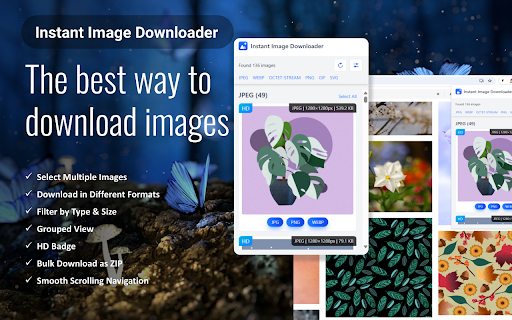 Instant Image Downloader  from Chrome web store to be run with OffiDocs Chromium online