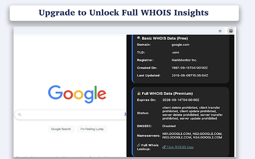Instant WHOIS Checker  from Chrome web store to be run with OffiDocs Chromium online