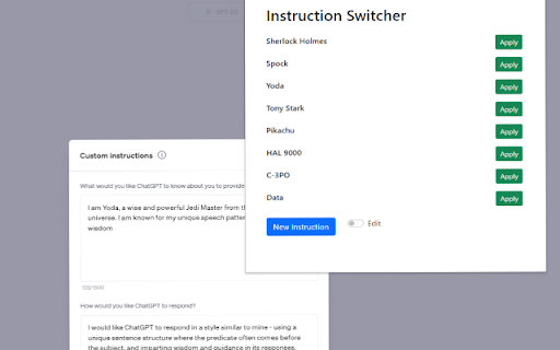 Instruction Switcher  from Chrome web store to be run with OffiDocs Chromium online