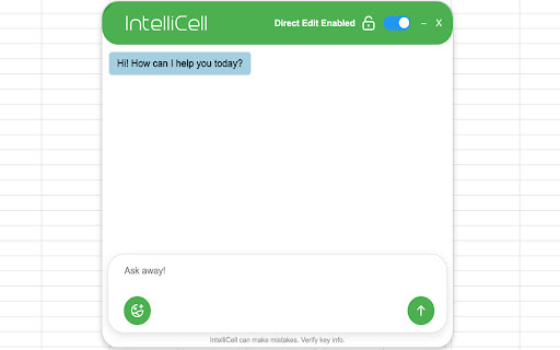 IntelliCell Spreadsheet AI  from Chrome web store to be run with OffiDocs Chromium online