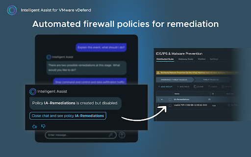 Intelligent Assist for VMware vDefend  from Chrome web store to be run with OffiDocs Chromium online