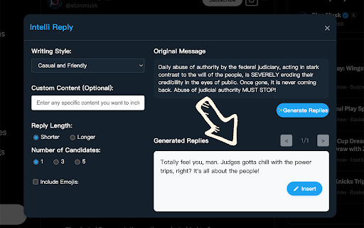 Intelli Reply  from Chrome web store to be run with OffiDocs Chromium online