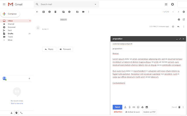 intento› Email Tracking  from Chrome web store to be run with OffiDocs Chromium online