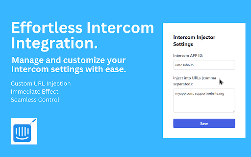 Intercom Injector  from Chrome web store to be run with OffiDocs Chromium online