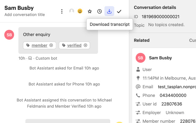 Intercom transcript  from Chrome web store to be run with OffiDocs Chromium online