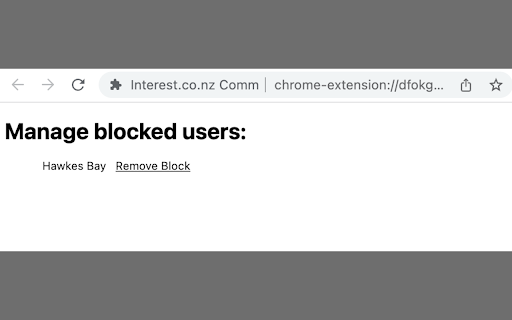 Interest.co.nz Commenter Block  from Chrome web store to be run with OffiDocs Chromium online
