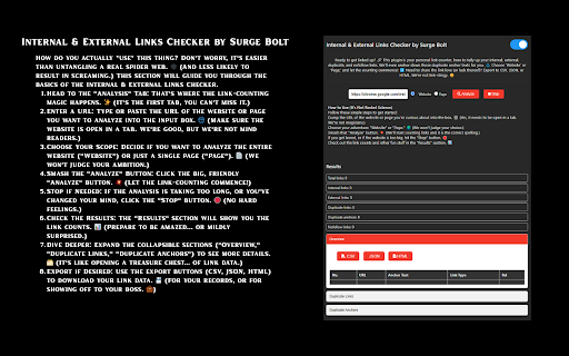 Internal  External Links Checker by Surge Bolt  from Chrome web store to be run with OffiDocs Chromium online