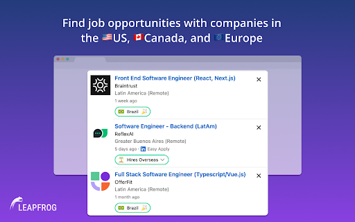 International Jobs by Leapfrog  from Chrome web store to be run with OffiDocs Chromium online