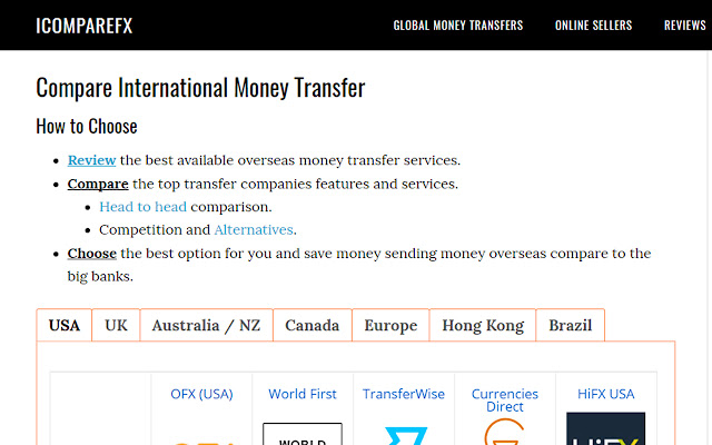 International Money Transfer Comparison  from Chrome web store to be run with OffiDocs Chromium online
