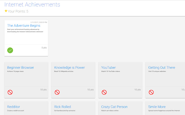 Internet Achievements  from Chrome web store to be run with OffiDocs Chromium online