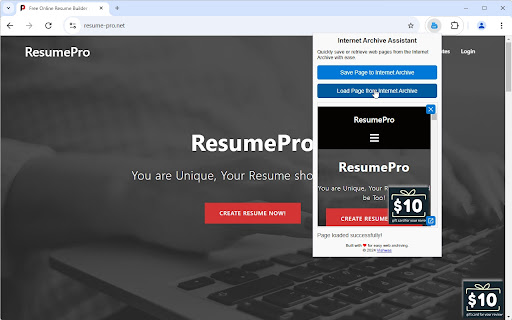 Internet Archive Assistant  from Chrome web store to be run with OffiDocs Chromium online