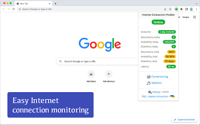 Internet Connection Monitor  from Chrome web store to be run with OffiDocs Chromium online