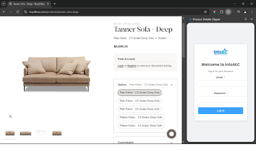 IntoAEC Product Clipper  from Chrome web store to be run with OffiDocs Chromium online