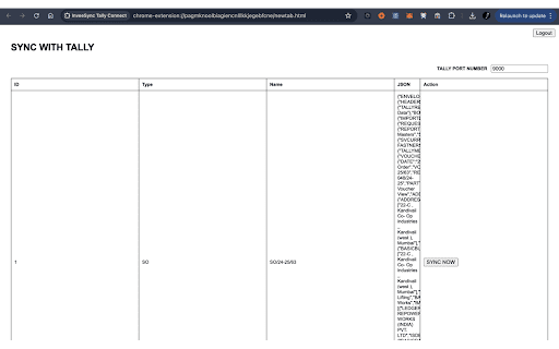 InveeSync Tally Connect  from Chrome web store to be run with OffiDocs Chromium online