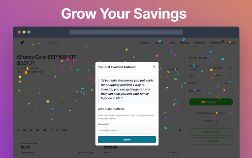 Invest Instead  from Chrome web store to be run with OffiDocs Chromium online