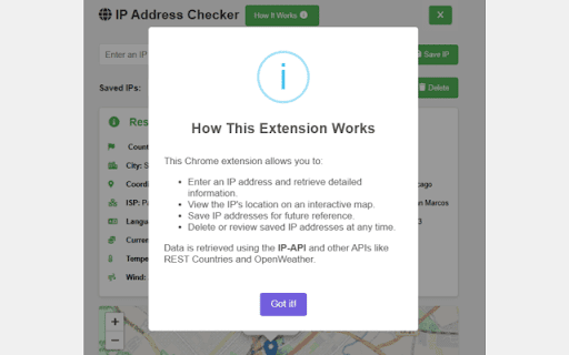 IP Address Checker  from Chrome web store to be run with OffiDocs Chromium online