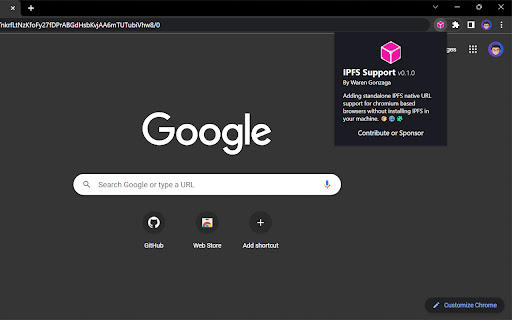 IPFS Support  from Chrome web store to be run with OffiDocs Chromium online