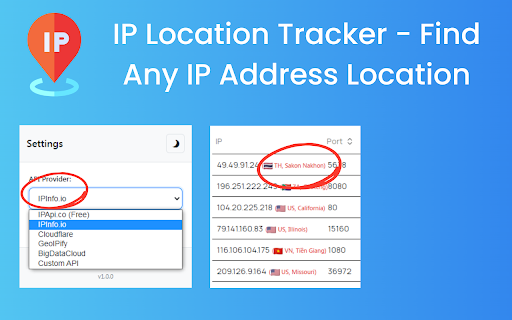 IP Location Tracker Find Any IP Address Location  from Chrome web store to be run with OffiDocs Chromium online