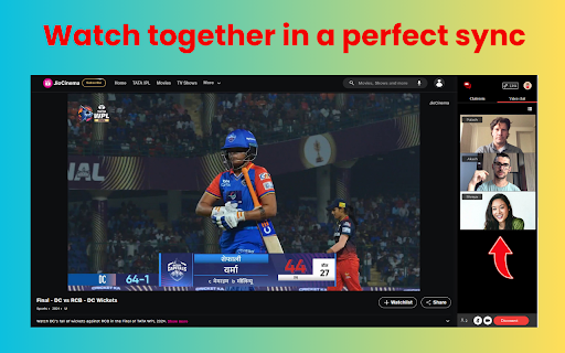 IPL watch party with video chat  from Chrome web store to be run with OffiDocs Chromium online