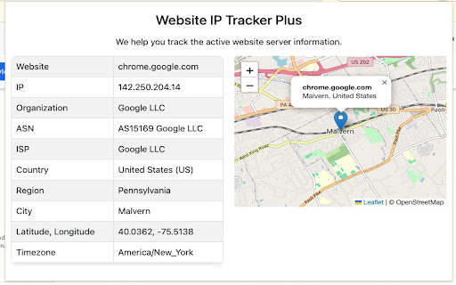 IP Tracker Plus  from Chrome web store to be run with OffiDocs Chromium online